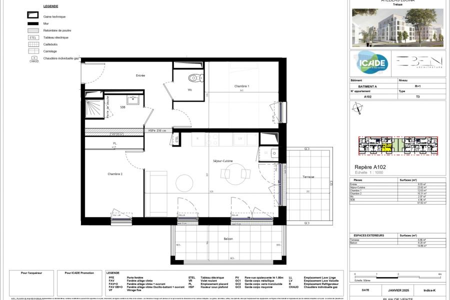 Photo 0 - Location Appartement 3 pièce(s) - 61 m²
